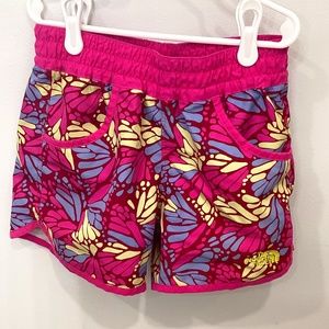 Pink floral north faced girls shorts